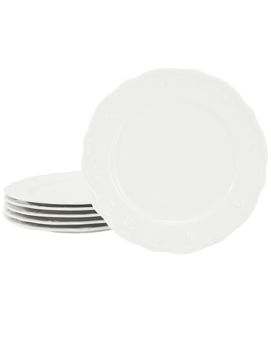 Elama Henryi 6pc Porcelain Dinner Plate Set In White