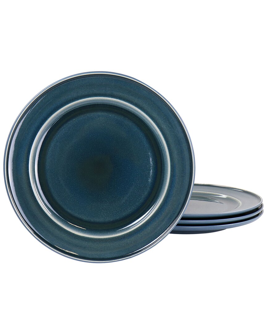 Martha Stewart 4pc 8.3in Round Stoneware Salad Plate Set In Blue
