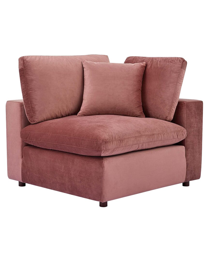 Modway Commix Down Filled Overstuffed Performance Velvet Corner Chair In Pink