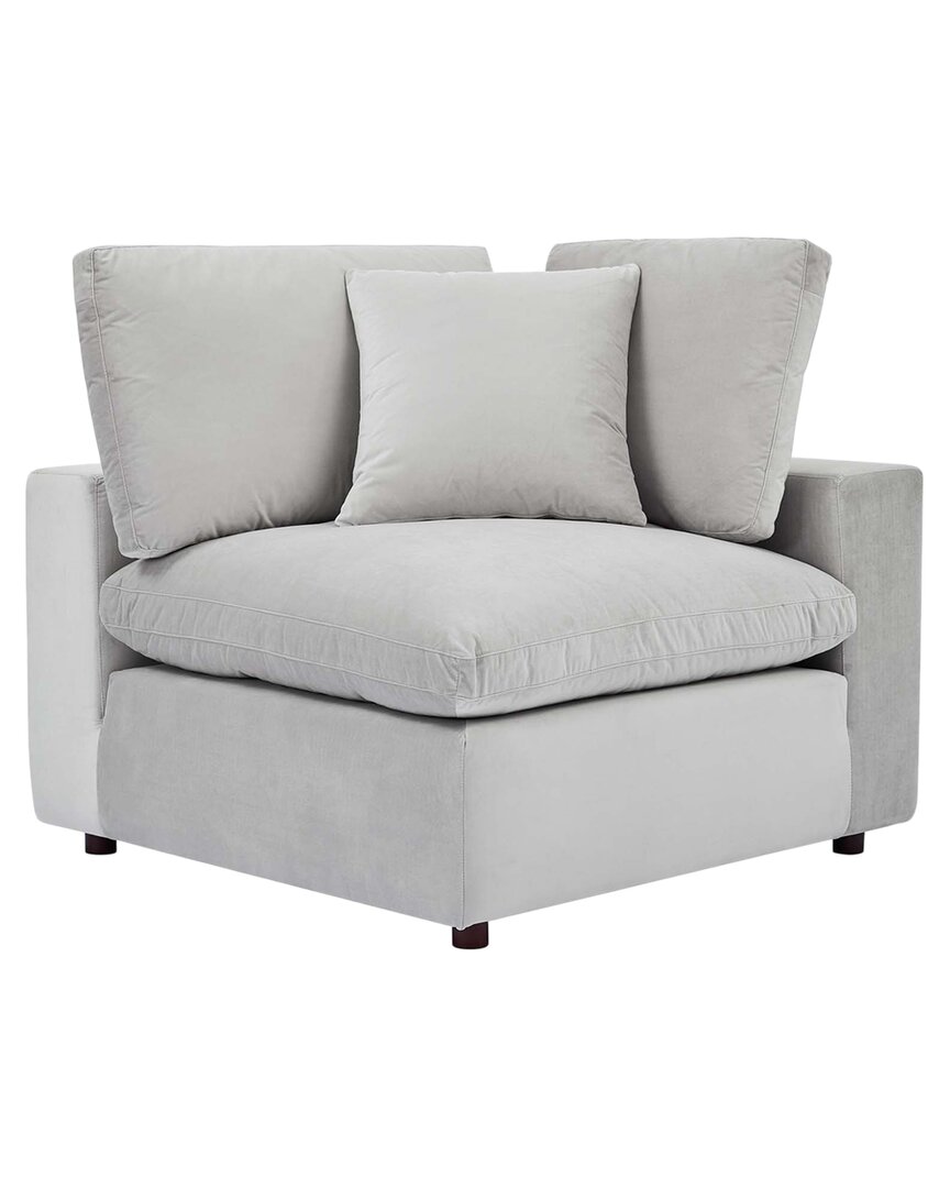 Modway Commix Down Filled Overstuffed Performance Velvet Corner Chair In Gray