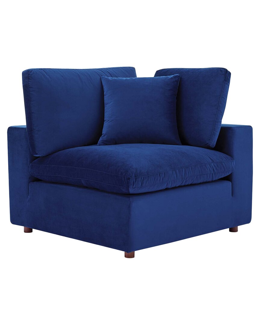 Modway Commix Down Filled Overstuffed Performance Velvet Corner Chair In Blue