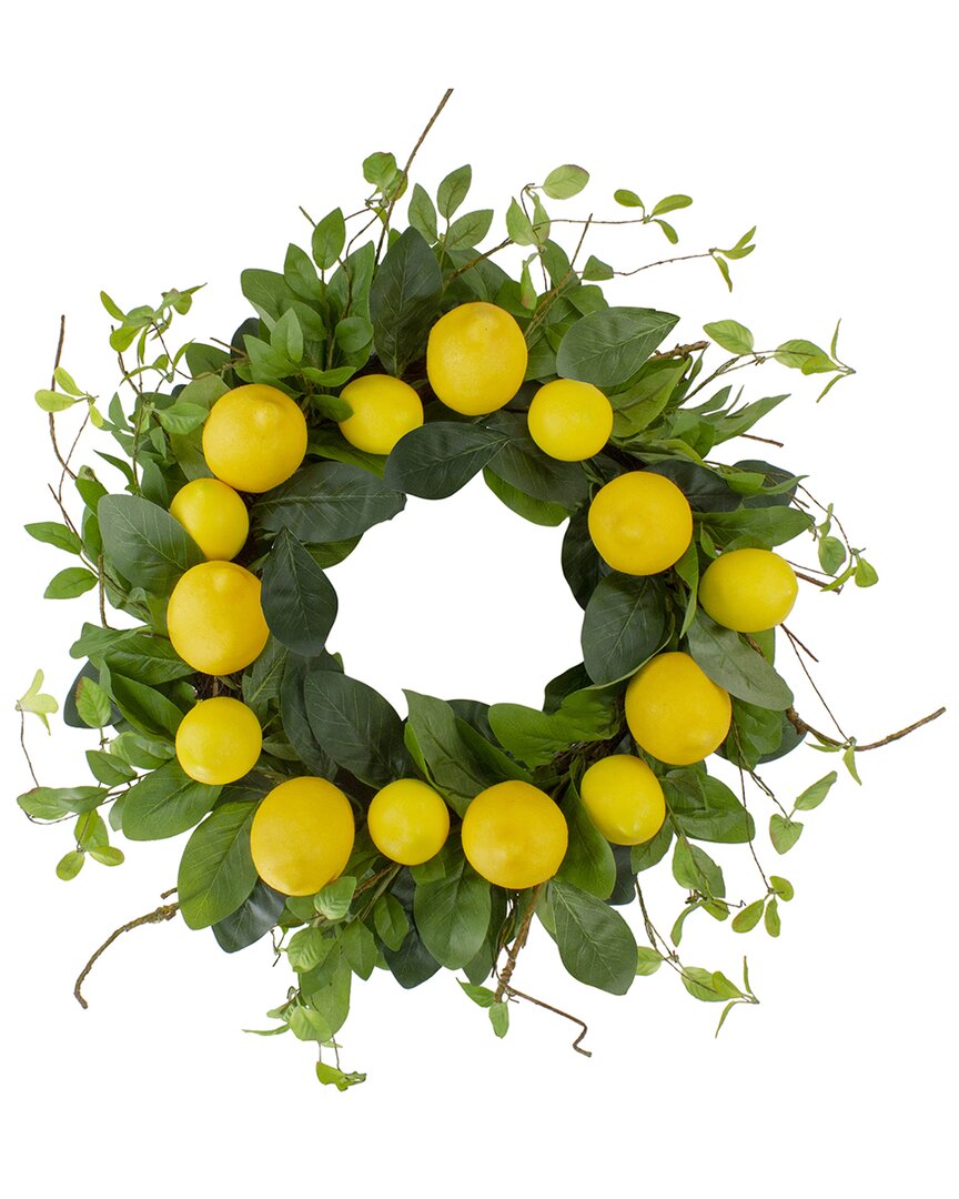 Northlight 20in Lemons & Foliage Artificial Spring Wreath In Yellow