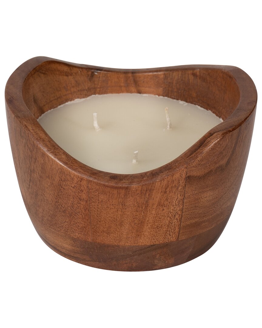 Sagebrook Home 6in 17oz Vanilla Curvy Wood Bowl Candle In Brown