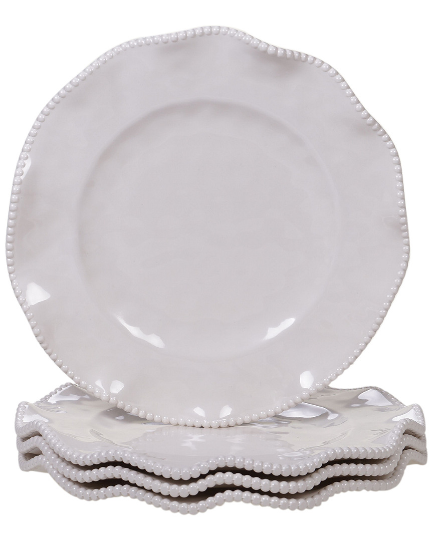 Certified International Melamine Perlette Cream Set Of 4 Dinner Plates
