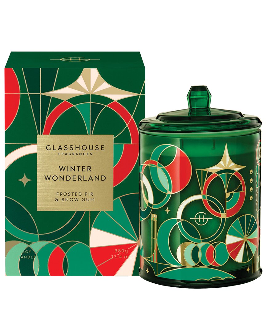 Glasshouse Fragrances Under The Mistletoe 380g Candle In Green