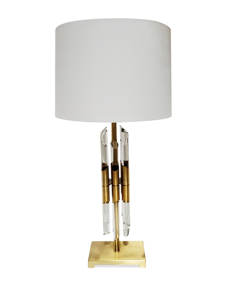 Jennifer Taylor Home Luxe 15in Caen Modern Fluted Crystal Accent Table Lamp In White