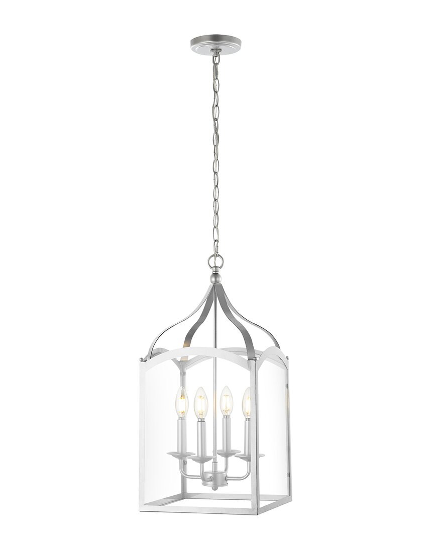 Jonathan Y Ruth 11in 4-light Lantern Metal/led Pendant In Silver