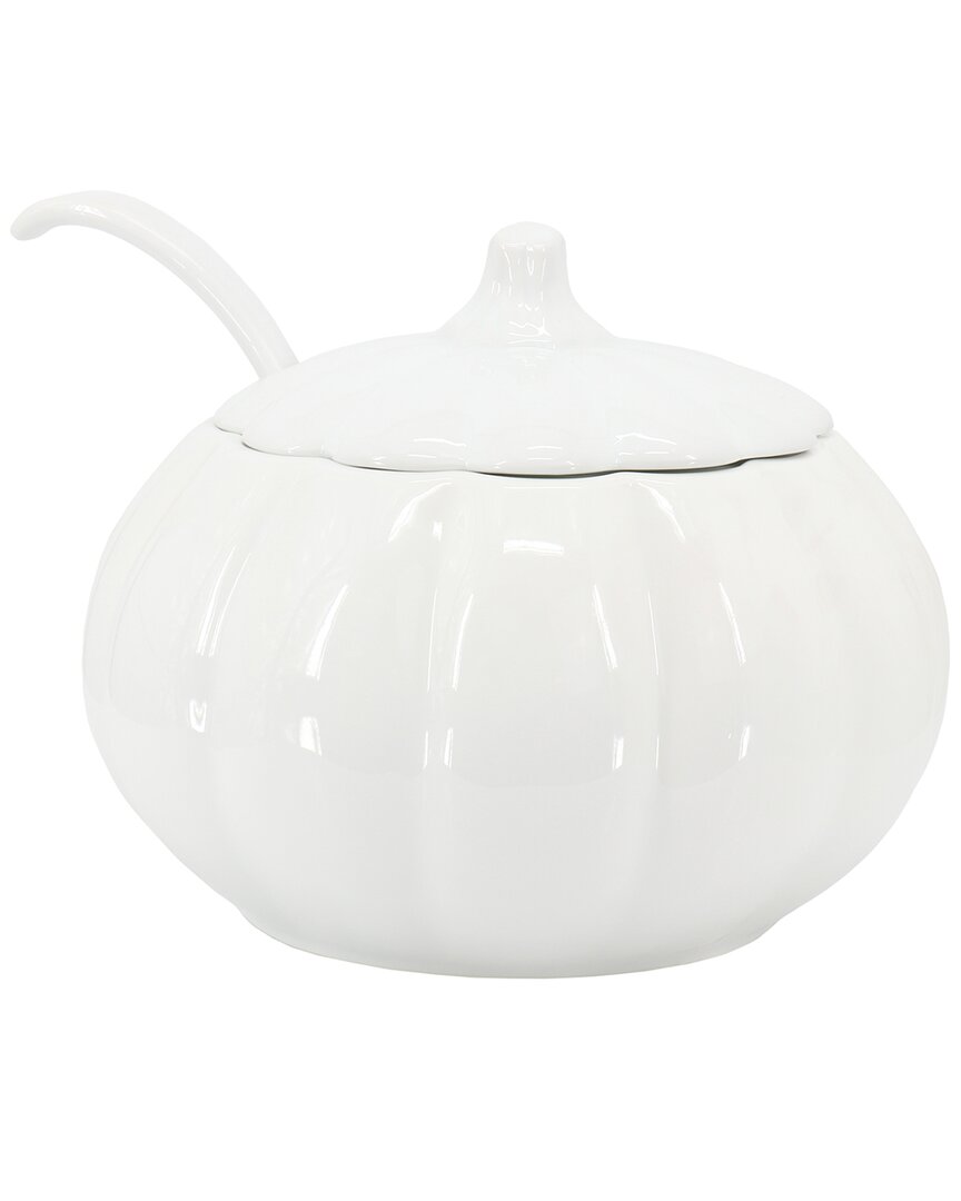Martha Stewart 5qt Fine Ceramic Pumpkin Soup Tureen With Lid & Ladle