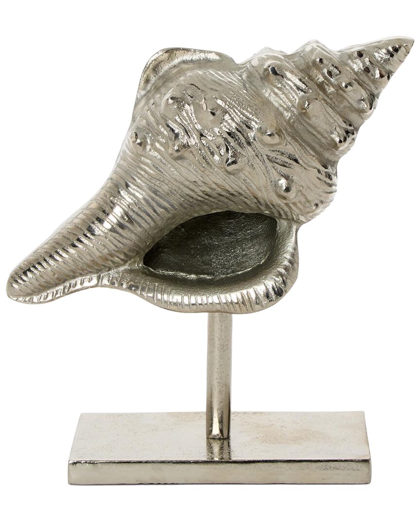 Tozai Home Antiqued Conch Shell Sculpture On Stand In Silver