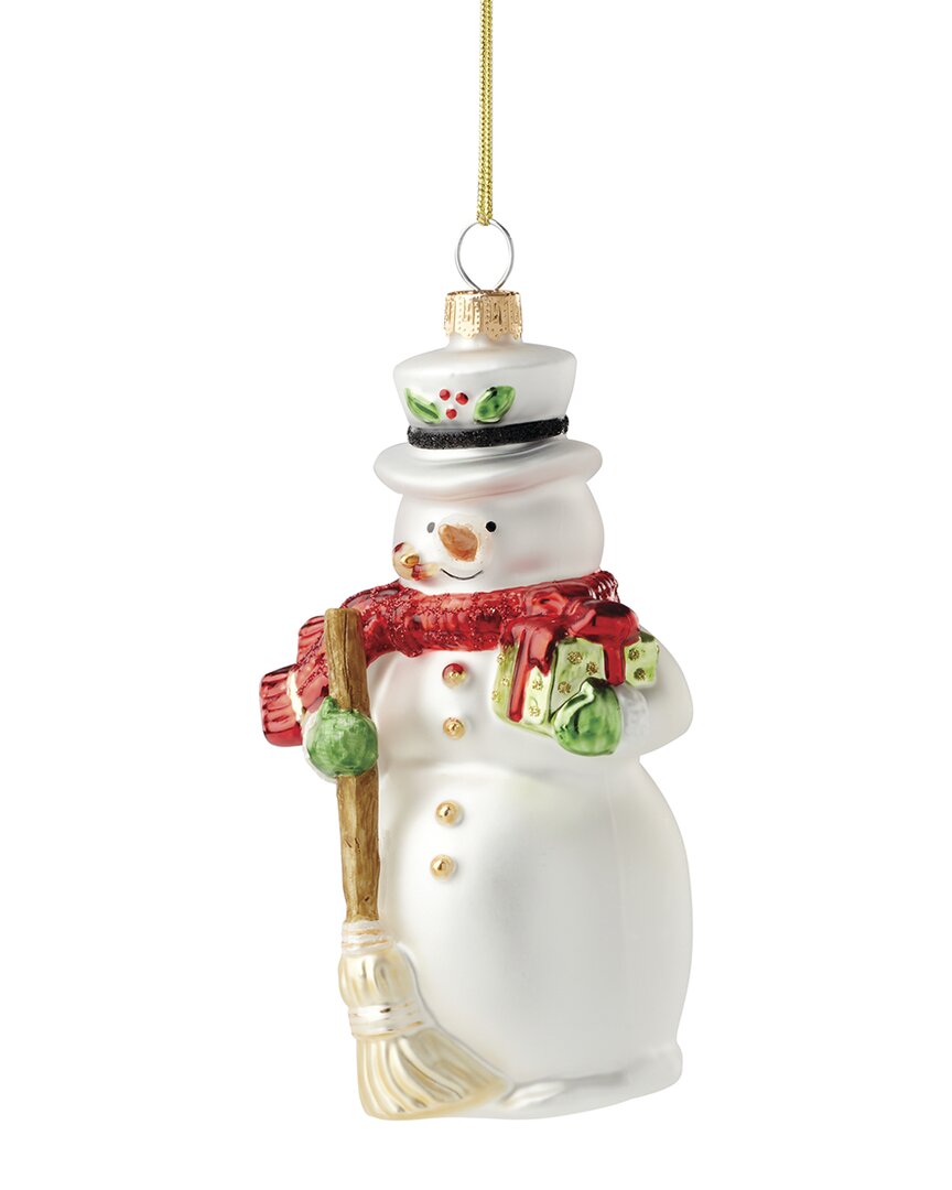 Lenox 2025 Blown Glass Snowman Ornament In White
