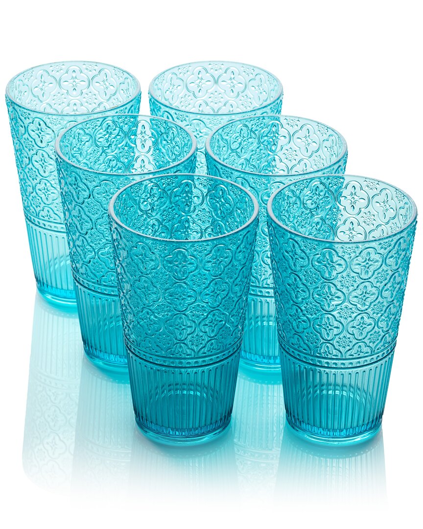 Certified International Set Of 6 Santa Fe 22oz Acrylic Ice Tea Glasses