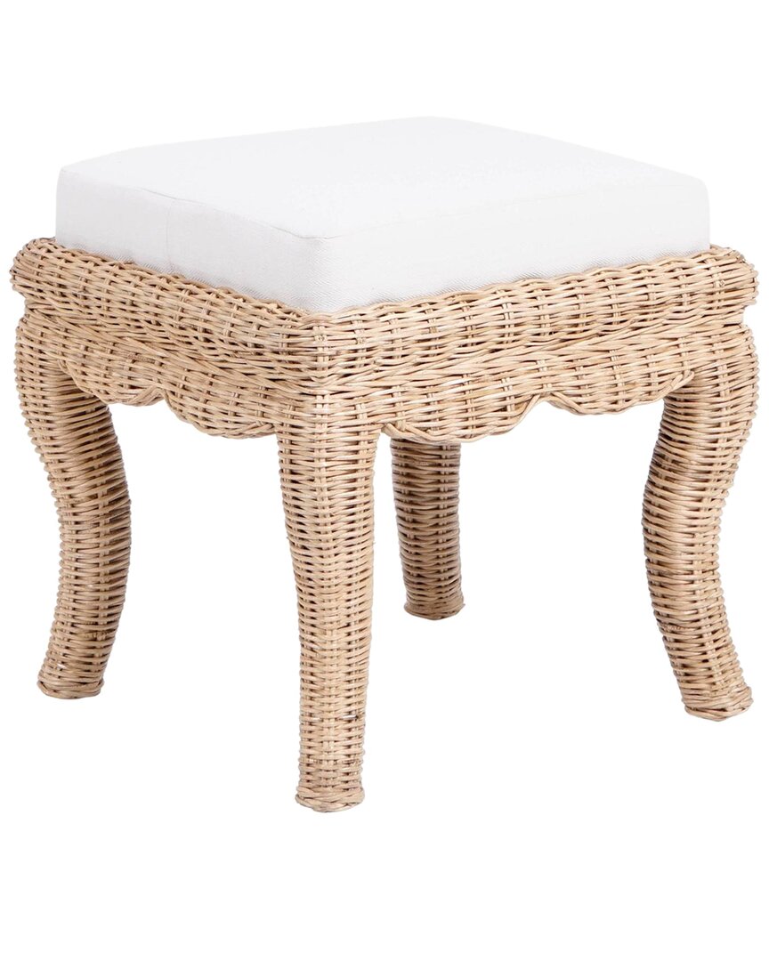 Jonathan Y Rowan 19.7in Bohemian Designer Woven Rattan & Wood Vanity Stool