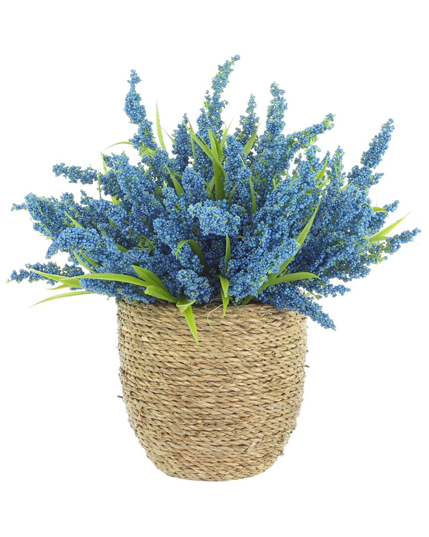 Creative Displays Handmade Faux Heather In Strawgrass Pot In Blue