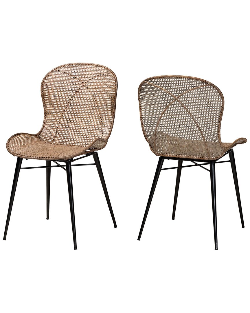 BAXTON STUDIO BAXTON STUDIO SET OF 2 SABELLE JAPANDI RATTAN DINING CHAIRS