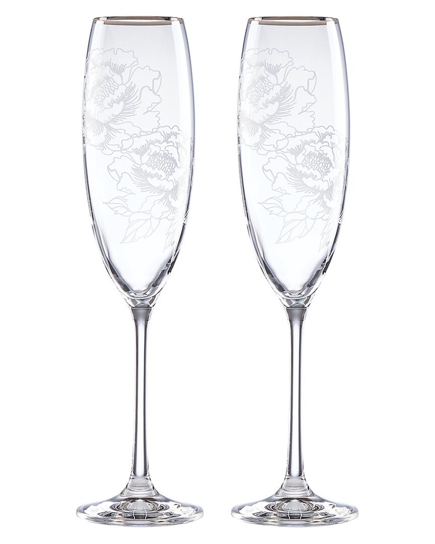 Lenox Silver Peony Toasting Flutes
