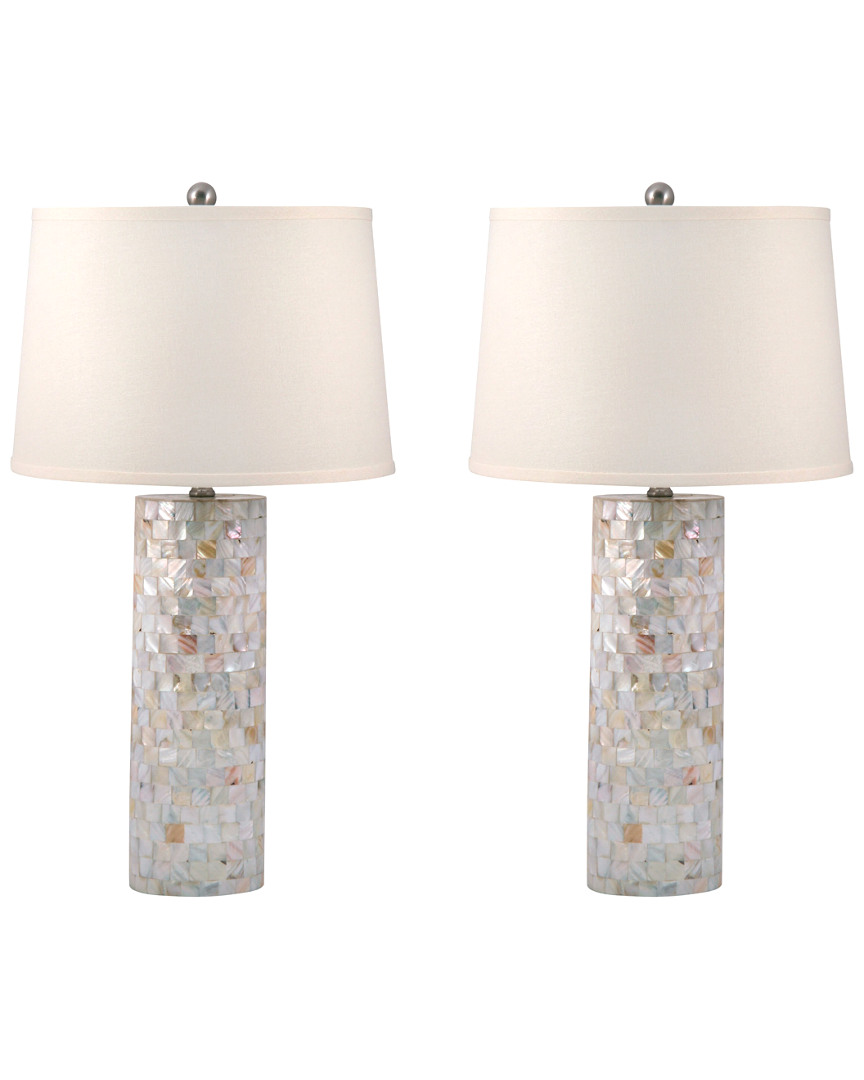 Artistic Home & Lighting Mother Of Pearl Cylinder Table Lamps Set Of 2