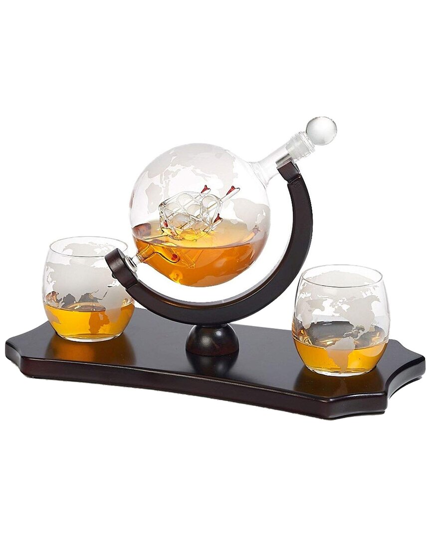 Shop Alice Pazkus Globe Decanter With Tray And 2 Cups In Clear
