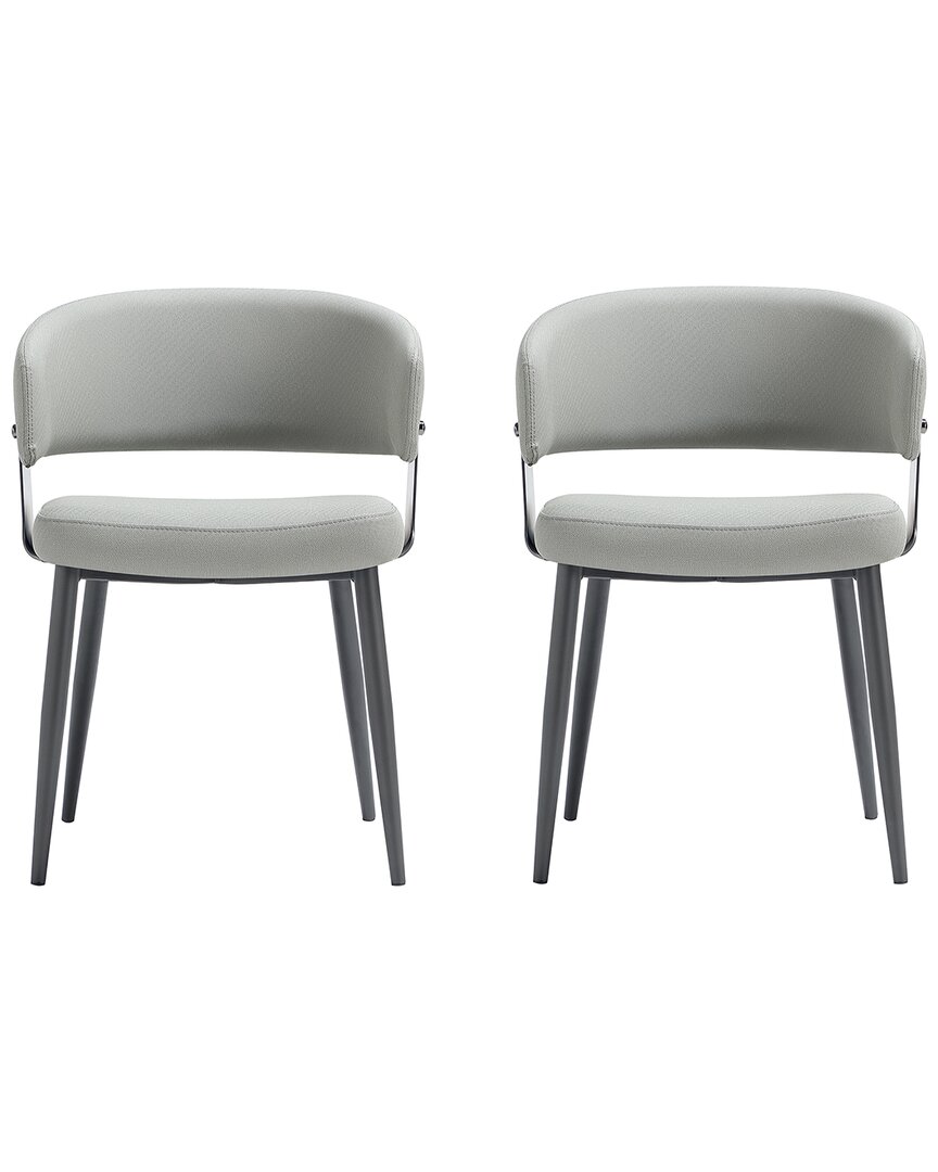 Manhattan Comfort Luce Stone Grey Textured Leather In Gray