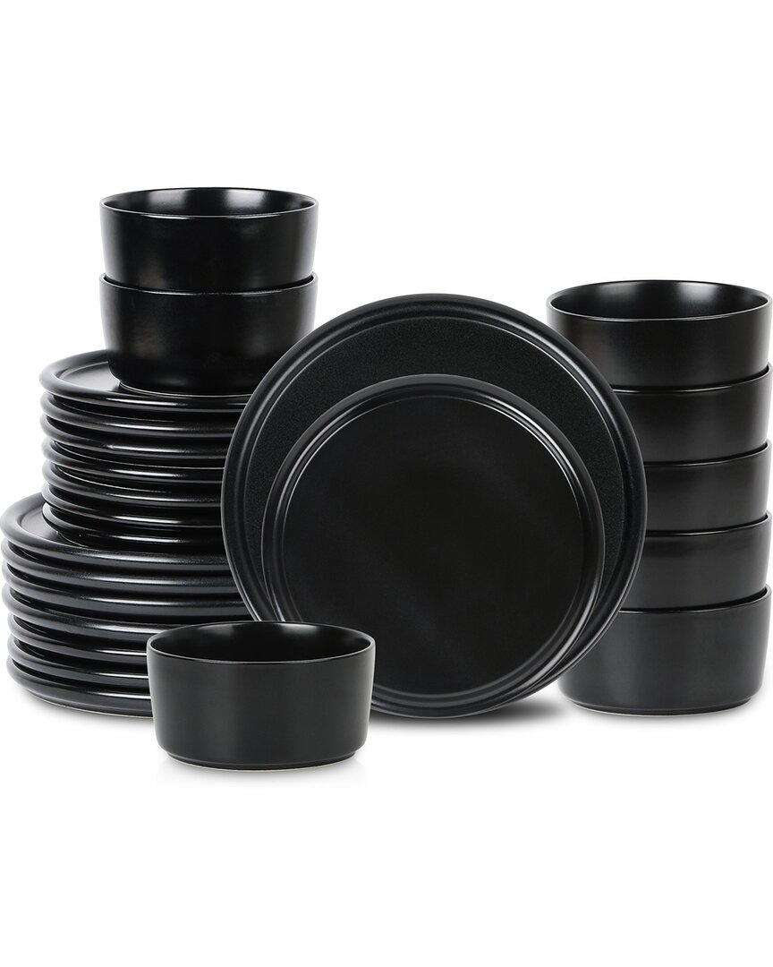 Stone Lain Eden 24pc Dinnerware Set Black