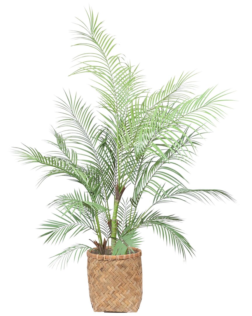 Creative Displays 5ft Outdoor Uv-rated Kentia Palm Drop-in Tree With Bamboo-wrapped Cement Pot In Neutral