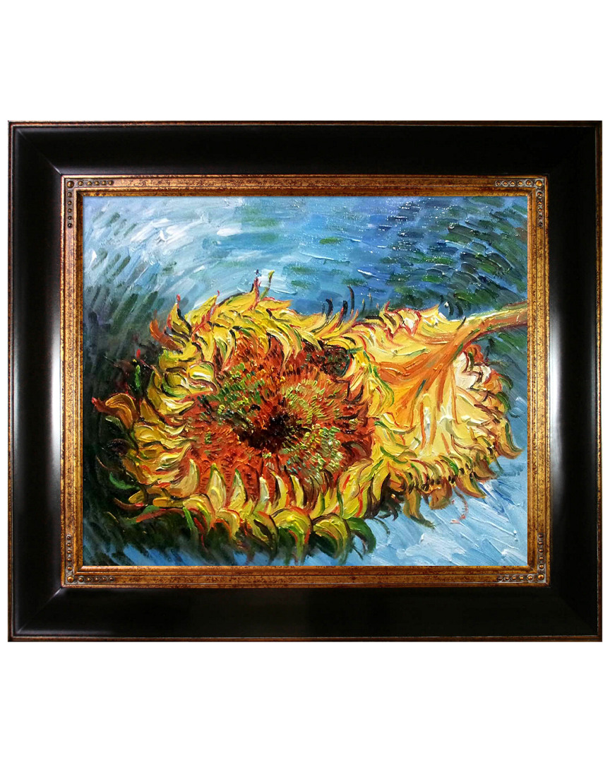 Museum Masters Two Cut Sunflowers Framed Oil Reproduction By Vincent Van Gogh