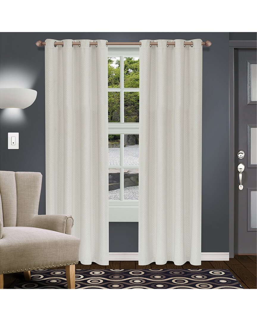 Superior Shimmer Insulated Thermal Blackout Grommet Curtain Panel Set In Ivory
