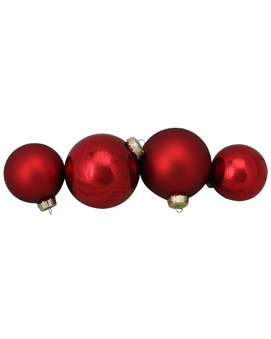 Northlight 96ct Shiny And Matte Red Glass Ball Christmas Ornaments 2.5-3.25" 80mm In Red