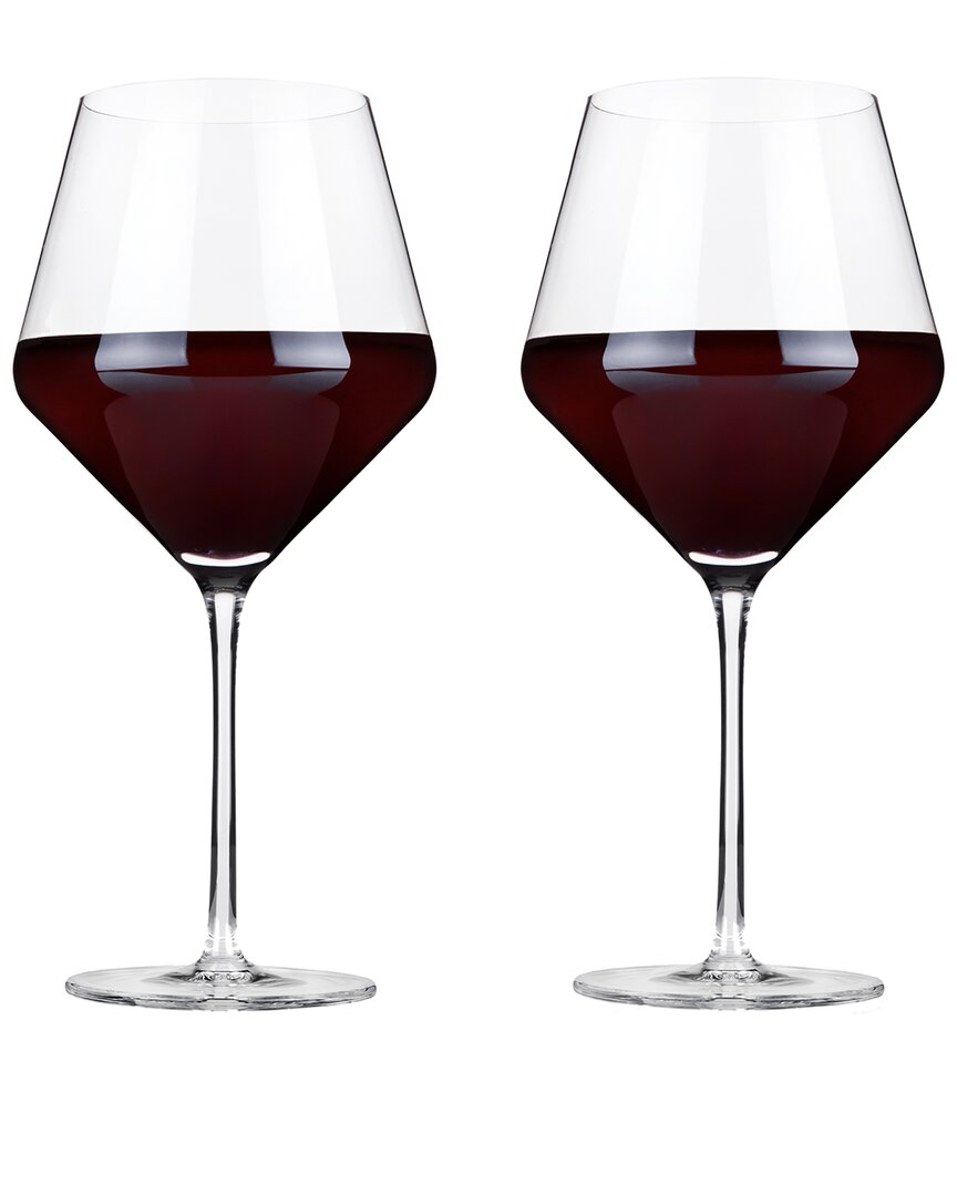 Viski Raye Set Of 2 Crystal Burgundy Glasses