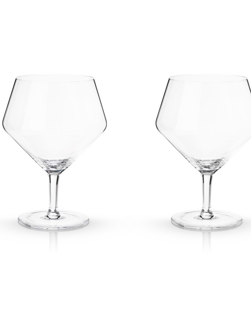 Viski Angled Crystal Gin & Tonic Glasses In Clear