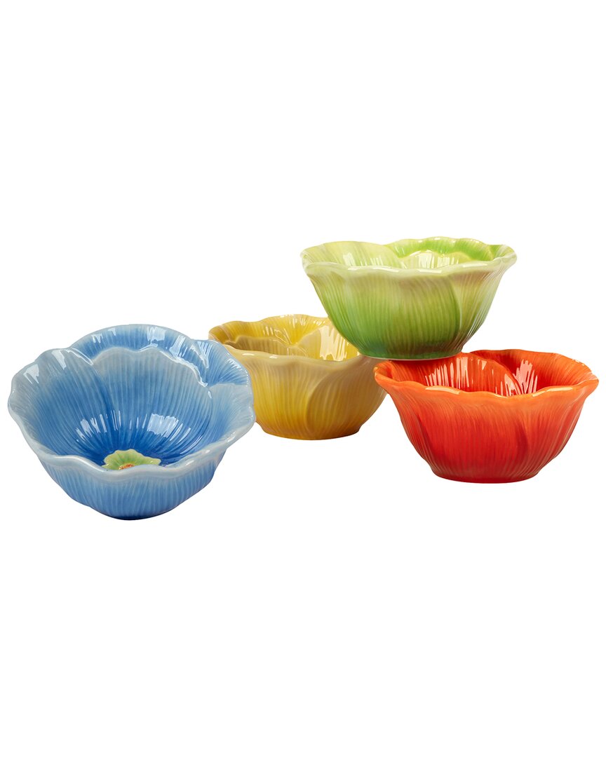 Certified International Blossom Set Of Four 3d Floral Ice Cream Bowls In Multi