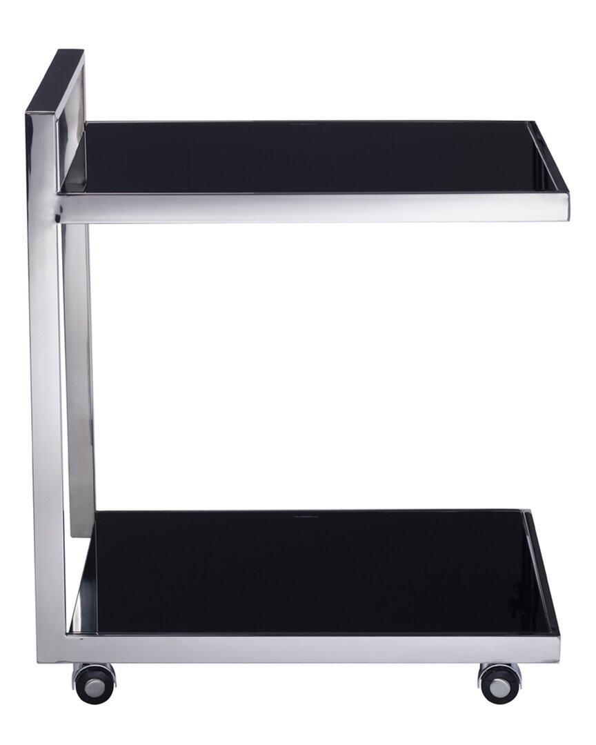 Pasargad Home Pasargad Luxe Collection Glass & Steel Serving Table In Black