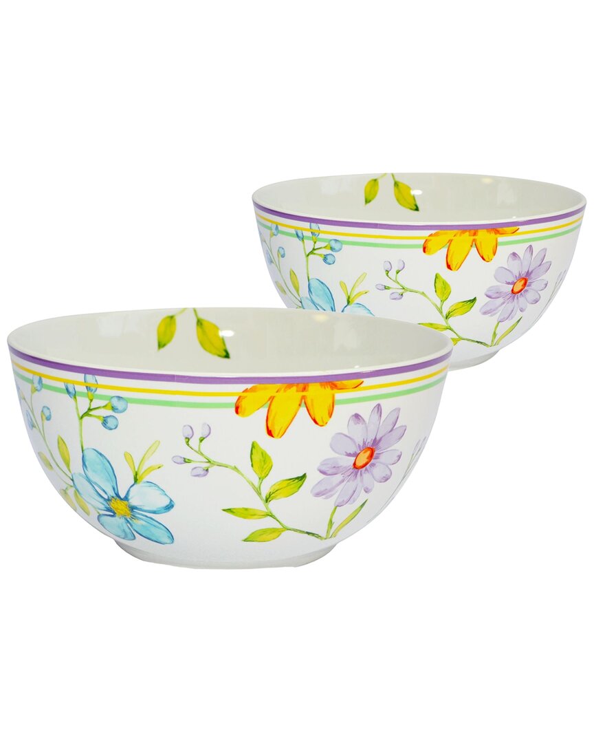 Shop Euro Ceramica Charlotte 9in Serving Bowl Set Of Two In Multicolor