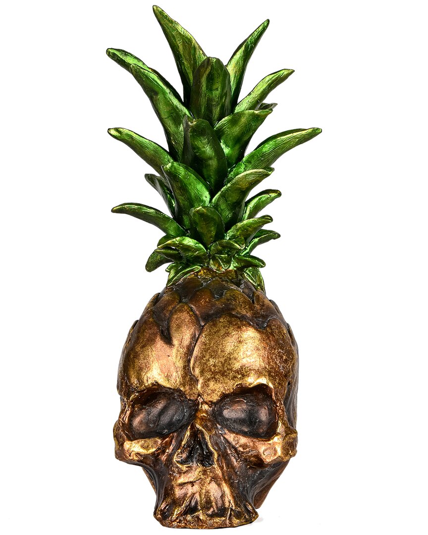 National Tree Company 14in Halloween Pineapple Skull Tabletop Decor In Gold