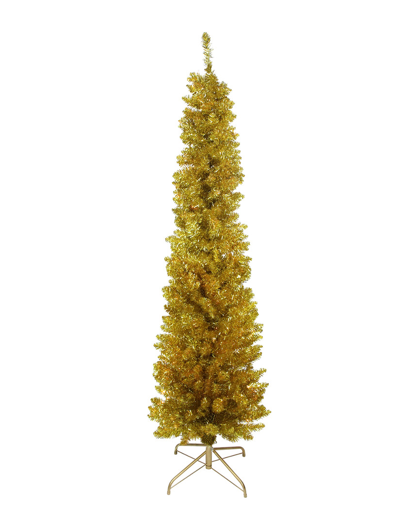 Northlight Pre-lit Gold Artificial Tinsel Pencil Christmas Tree