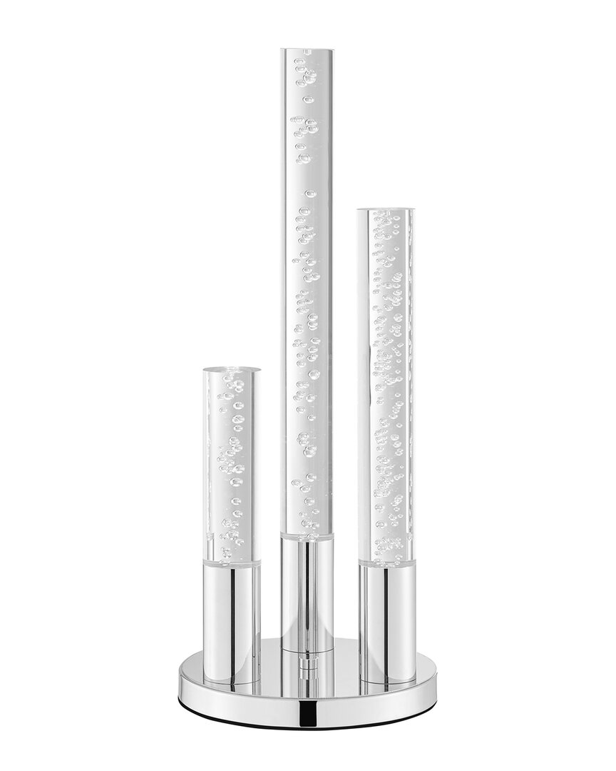 Finesse Decor Acrylic Cylinders Led Table Lamp In Silver