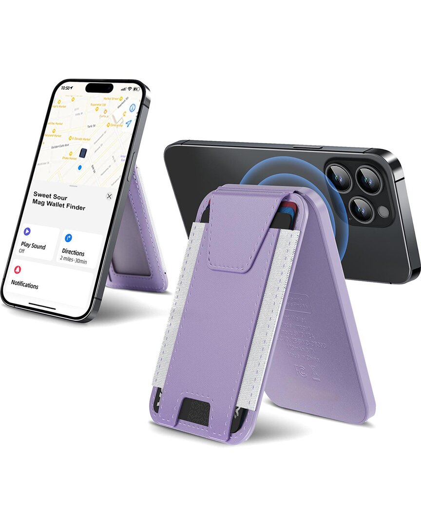 Phunkee Tree Leather Magnetic Wallet & Tracker In Purple