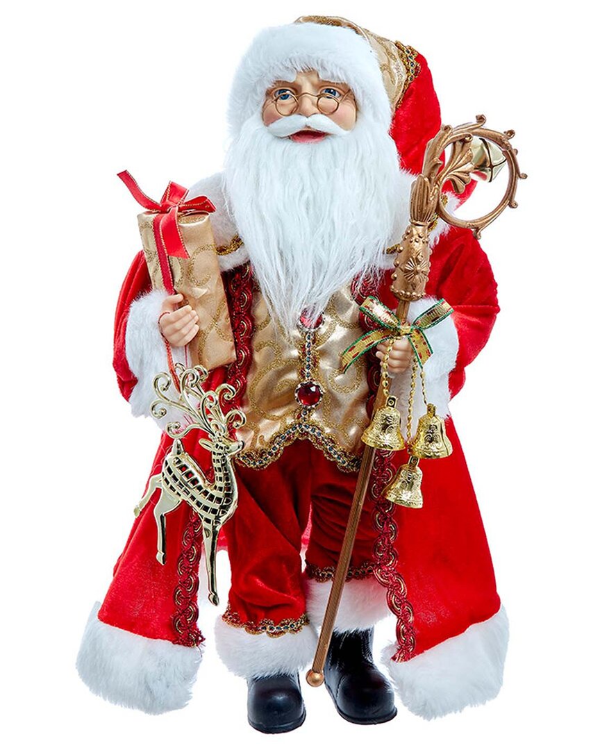 Kurt Adler 18 Standing Red & Gold Santa In Red