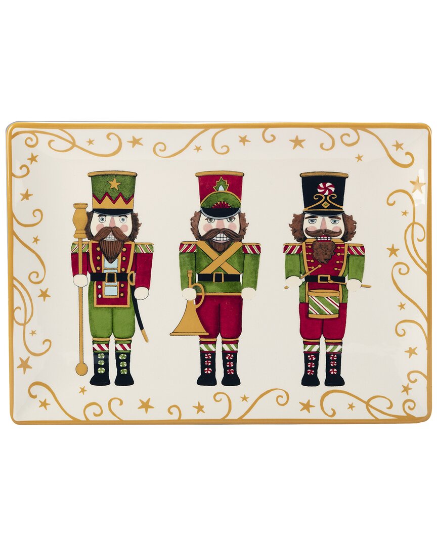 Certified International Holiday Magic Nutcracker Rectangular Platter In White