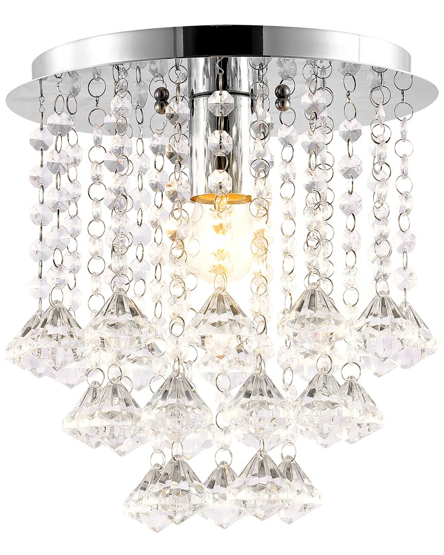 Jonathan Y Lillibet 9.88in Traditional Transitional Led Semi Flush Mount In Silver