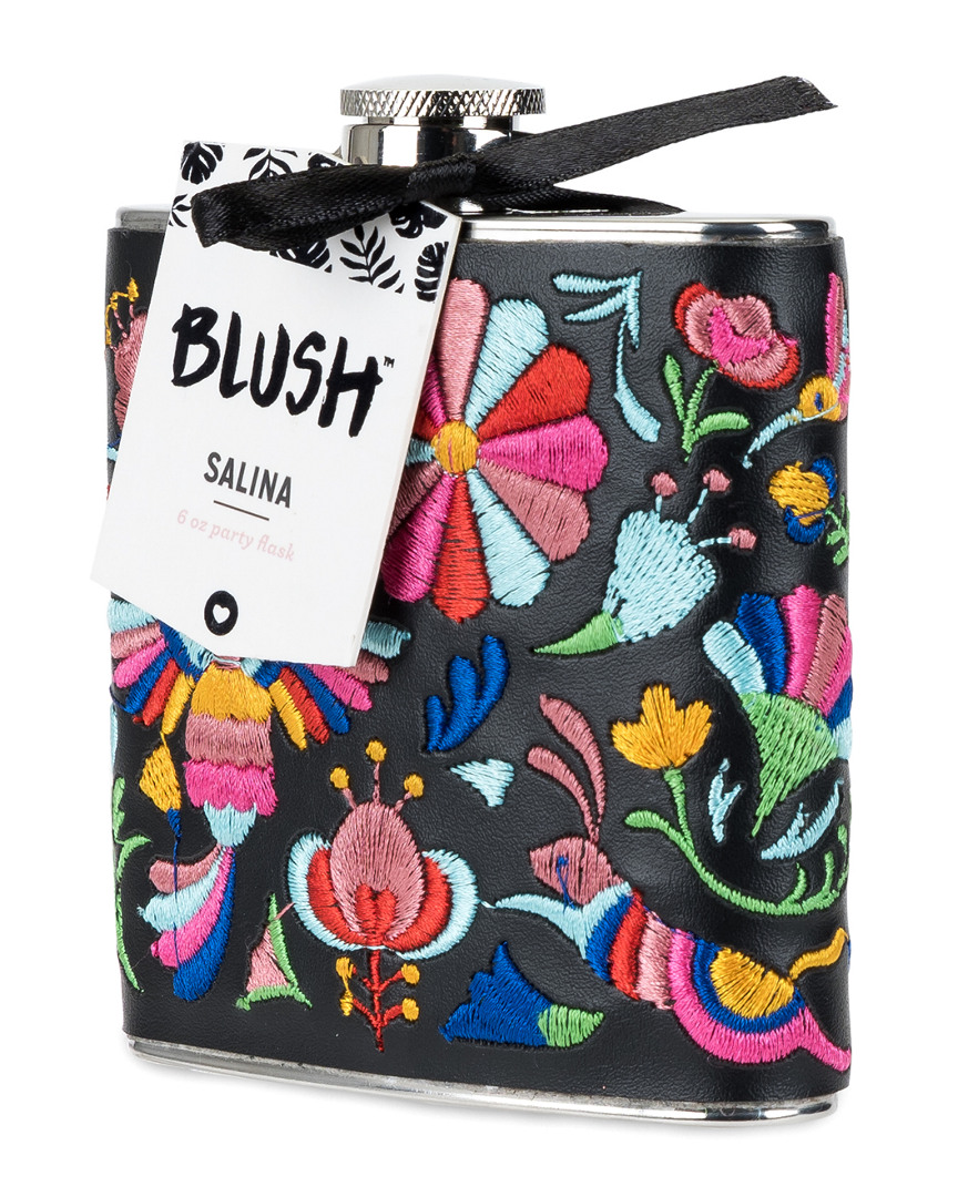 Blush Embroidered Flask