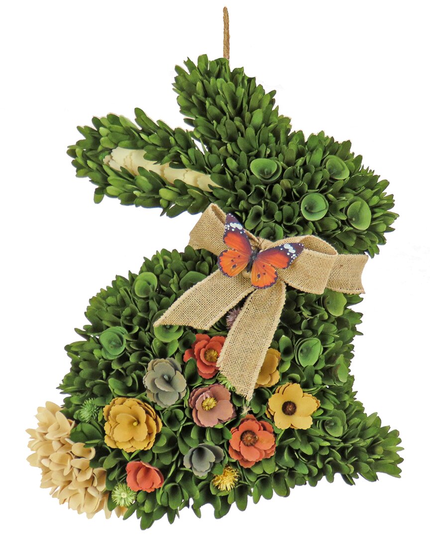 National Tree Company 22in Green Floral Bunny Decoration