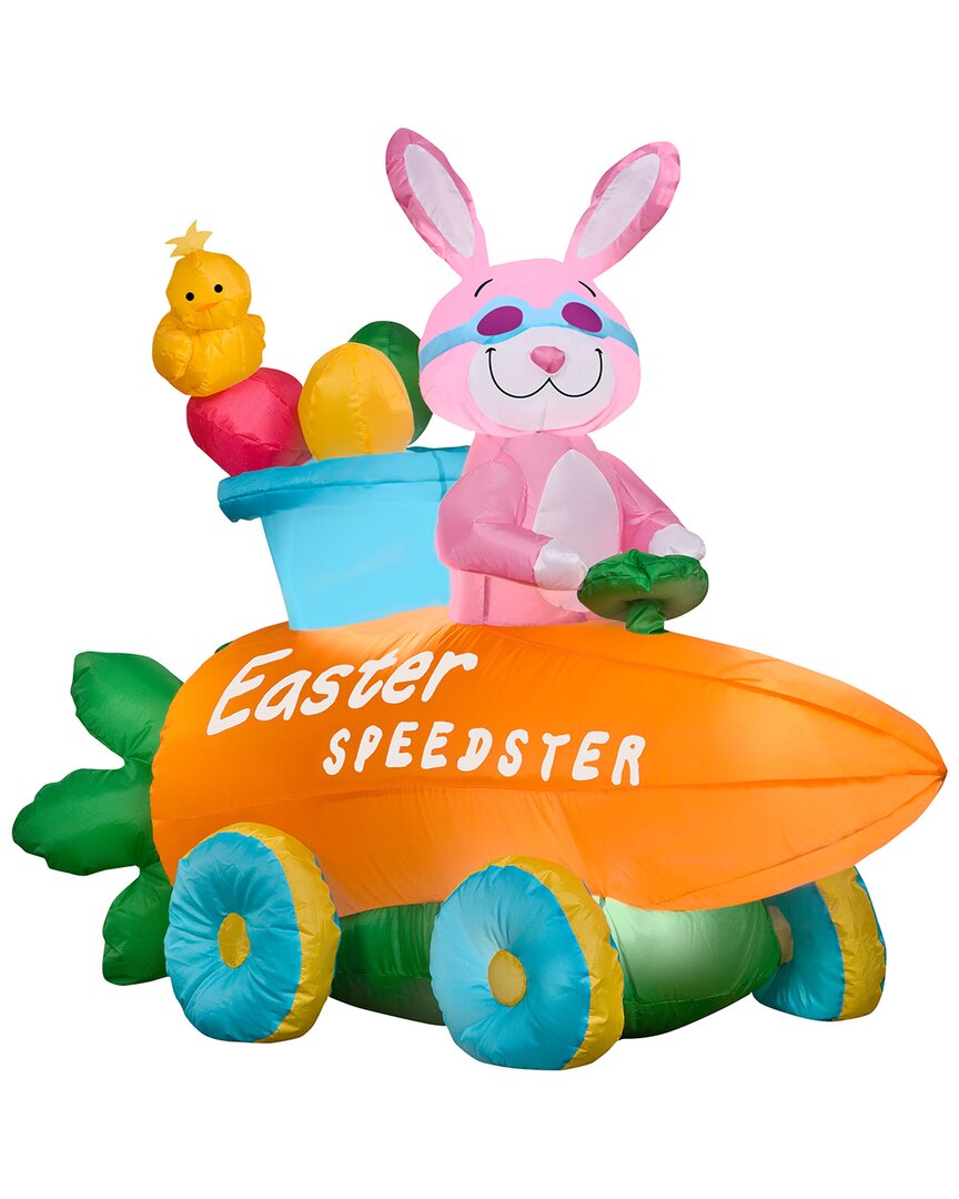 National Tree Company 54in Inflatable Bunny In Easter Speedster In Orange