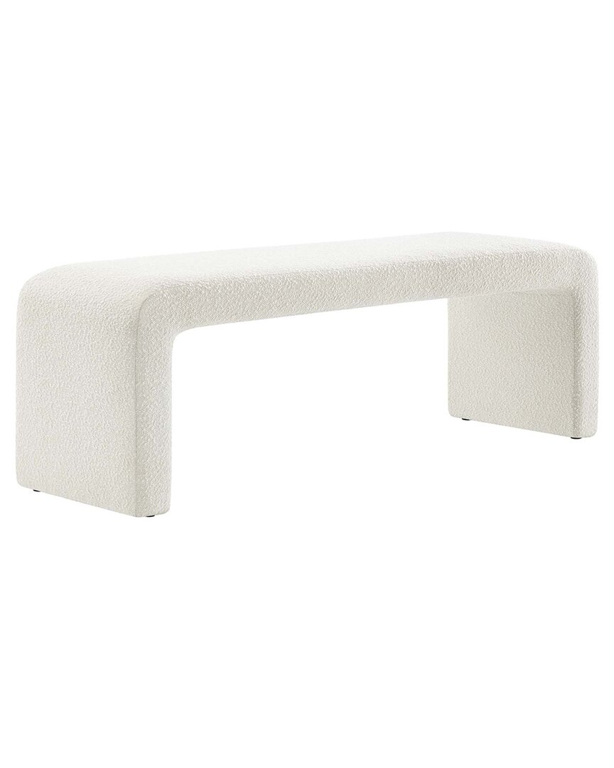 Modway Simba Boucle Fabric Waterfall Long Bench In White
