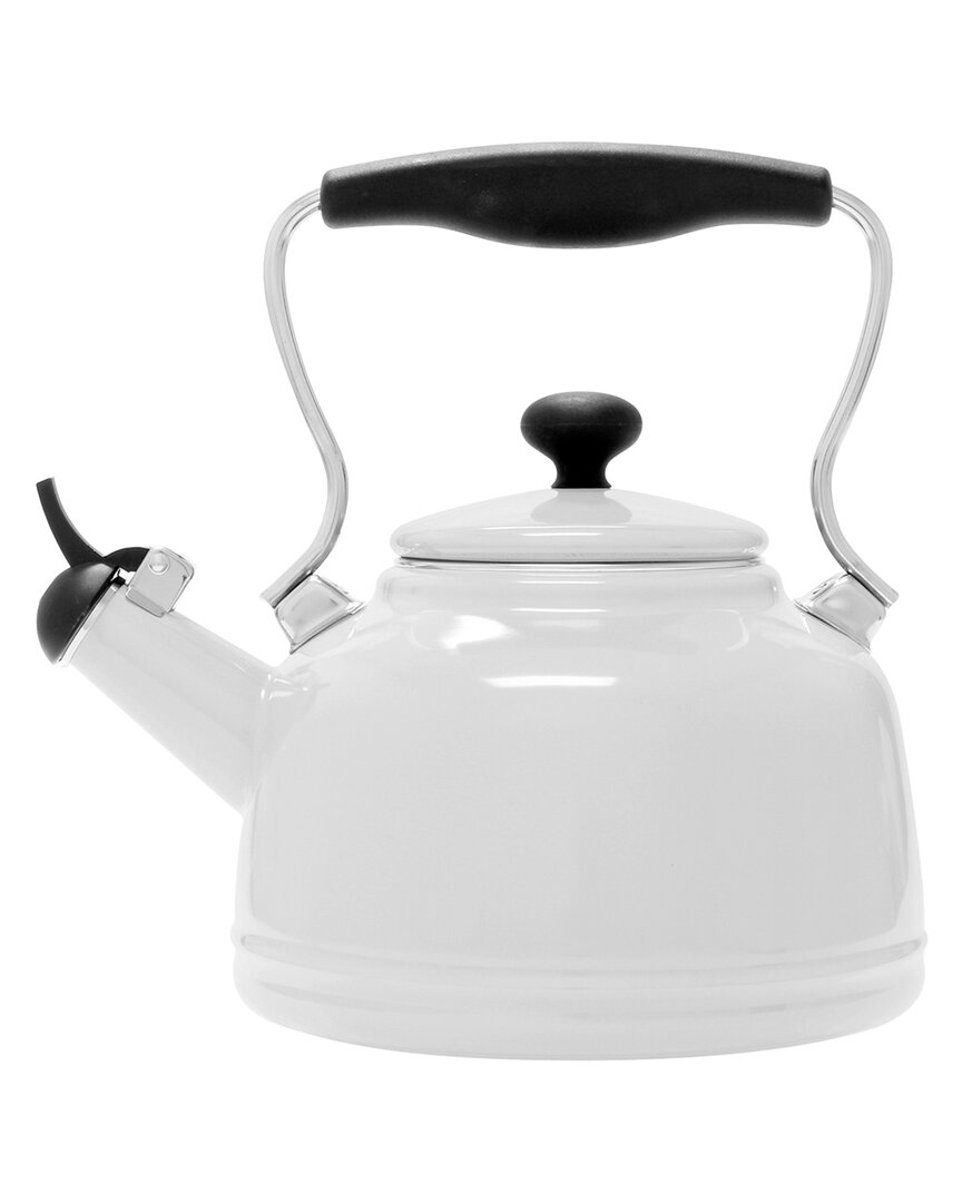 Chantal Enamel On Steel 1.7 Quart Retro Tea Kettle In White