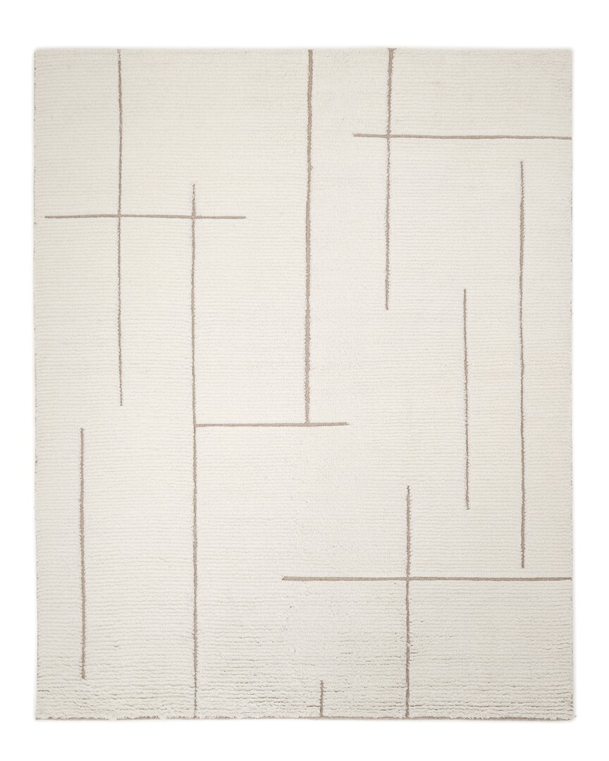 Solo Rugs Norwich Contemporary Solid Hand-knotted Wool-blend Area Rug In Ivory