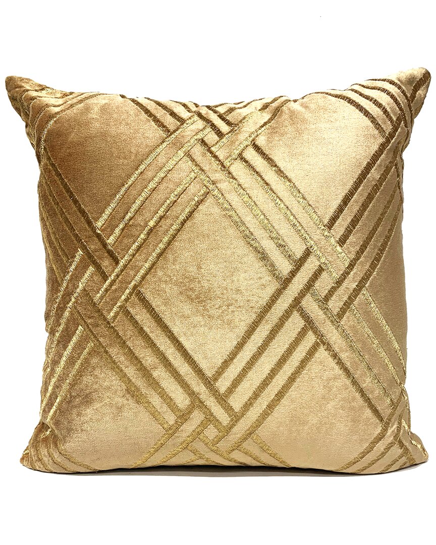 Harkaari Criss Cross Embroidered Throw Pillow In Gold