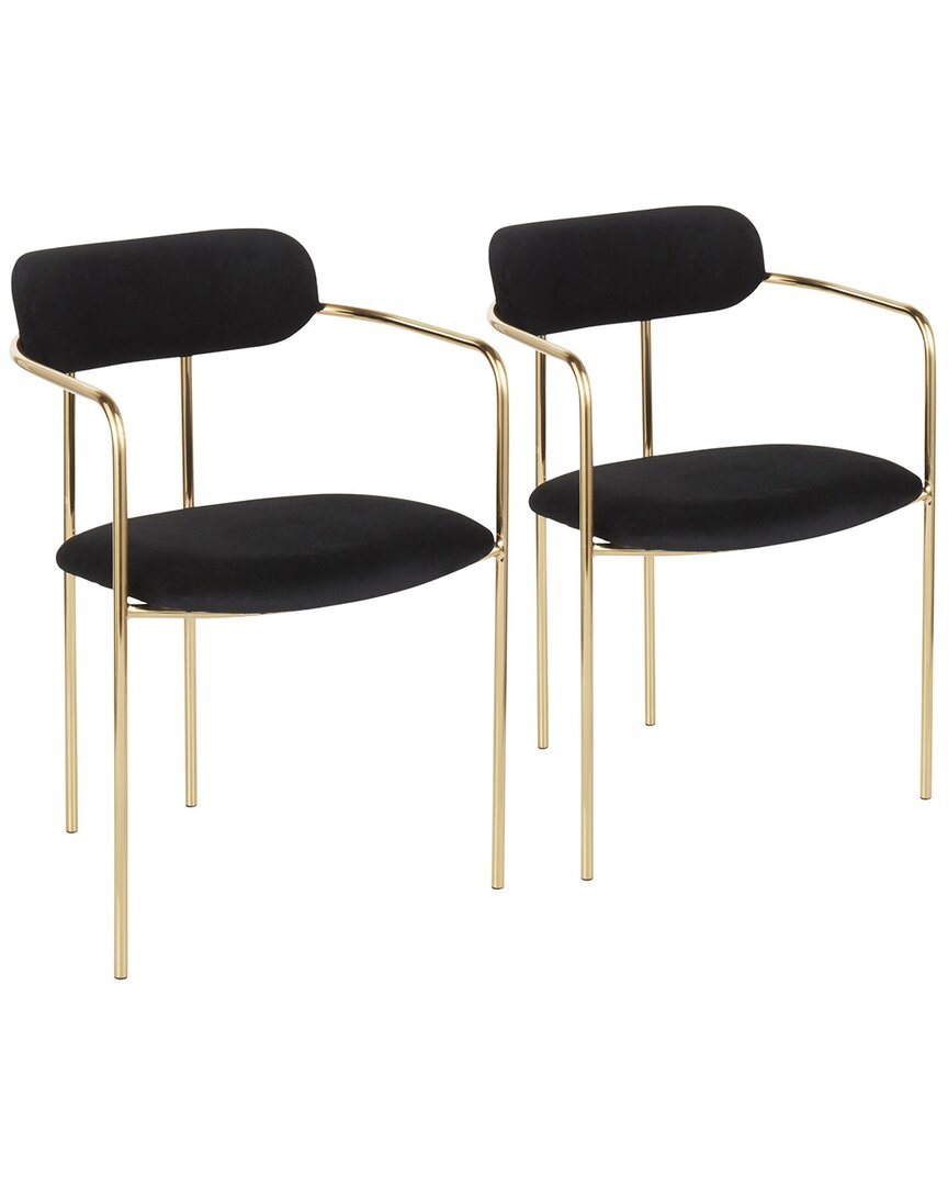 Lumisource Demi Chair - Set Of 2 Black In Gold