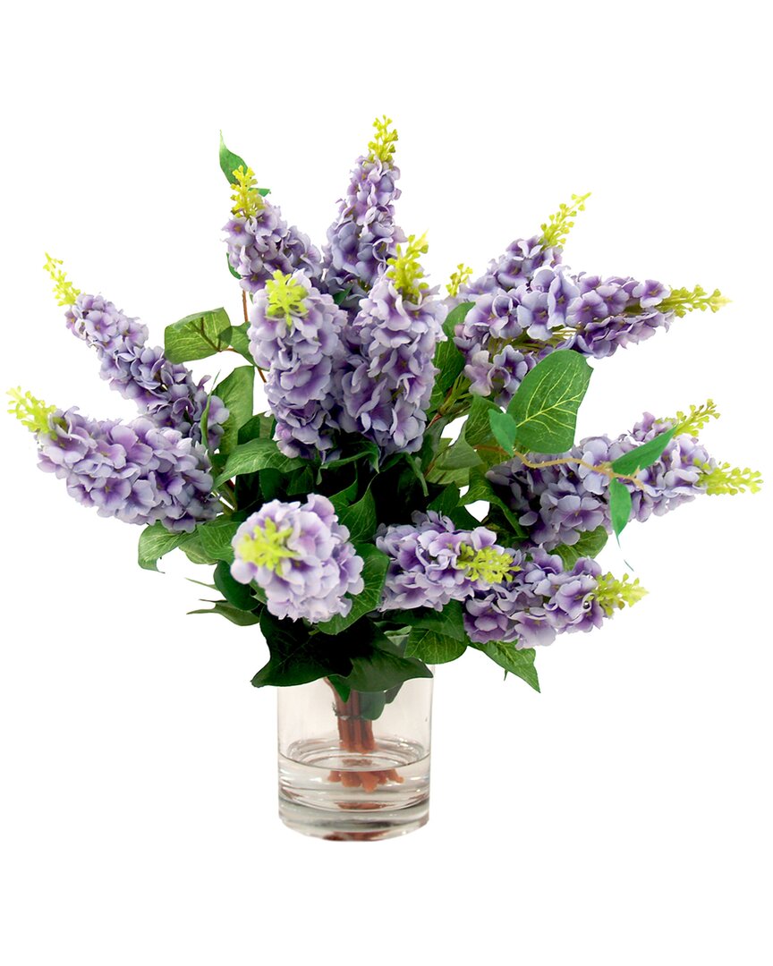 Creative Displays Purple Lilac Floral Arrangement In Glass Vase In Lavender
