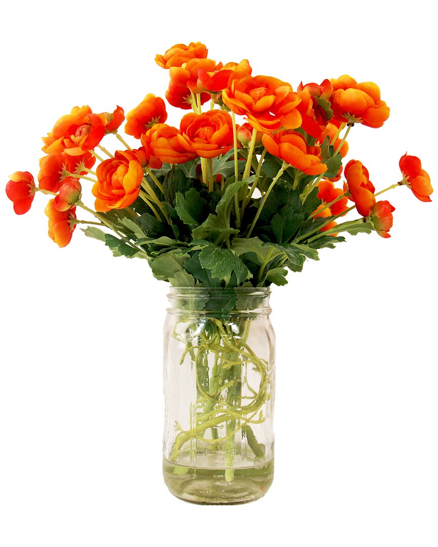 Creative Displays Orange Ranunculus Arrangement In A Mason Jar