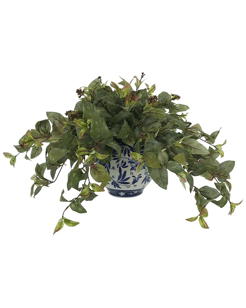 Creative Displays Magnolia Leaf Plant In A Ceramic Vase In Green
